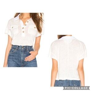 WE THE FREE PEOPLE Women’s White Short Sleeve Linen Cotton GRACELAND Tee Size XS